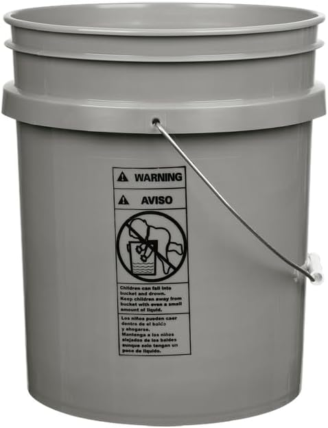 House Naturals 5 Gallon Premium HPDE Plastic Bucket - Made in USA Food Grade Storage Container, BPA Free All Purpose Pail (2, Gray)