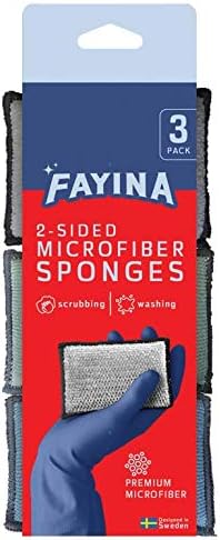 2-Sided Premium Microfiber Dish Sponge and Scrubber 3 Pack Variety - Heavy Duty Scouring Non-Scratch Multi-Surface