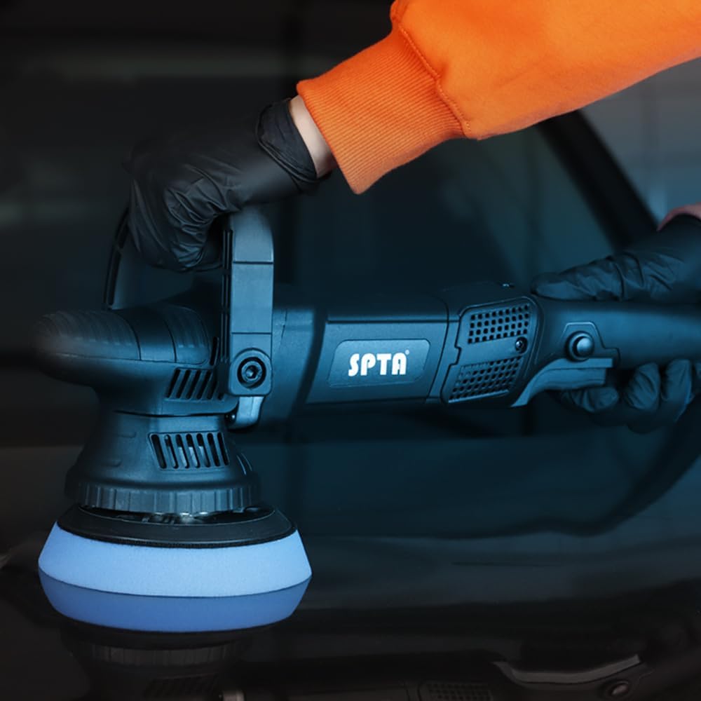 Buffer Polisher, SPTA 5-Inch 125mm Dual Action Random Orbital Car Polisher,Car Detailing Kit, 4Pcs 5inch & 4Pcs 6Inch Polishing Pad,Packing Bag for Car Polishing and Waxing--DAPSET-US