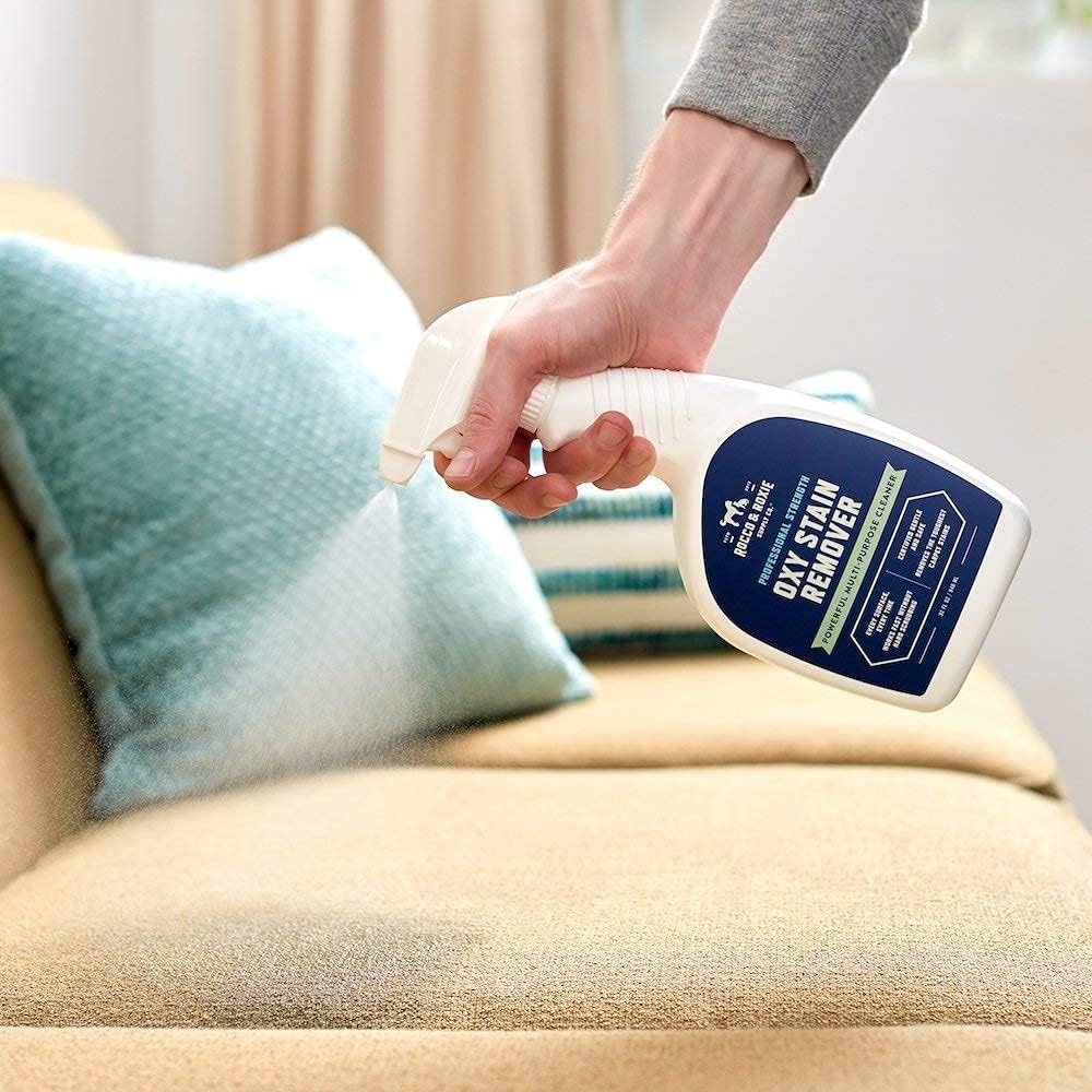 Rocco & Roxie Oxy Stain Remover - Oxygen Powered Carpet Cleaner Spray - Pet Stain Remover for Carpet, Spot Cleaner for Upholstery, Couch, Laundry, Rug, Clothes, Car Seat, Mattress, Sofa, and More