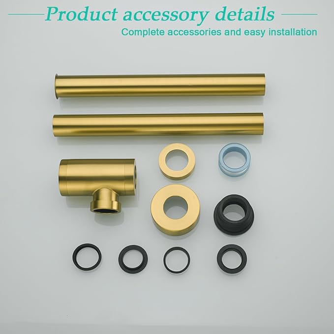 Brass Round Bottle P-Trap 1 1/4, Adjustable Basin Sink Waste Drain Trap Kit, Champagne Bronze P Trap,SE83888CB-L