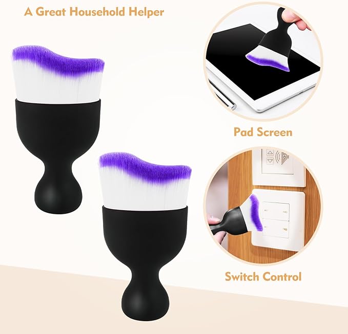 Car Interior Cleaning Brush Car Duster Interior with Ultra Soft Bristles Auto Detailing Brushes Dusting Car Accessories for Dashboard, AC Vents, Leather, Scratch-Free (2Pack_Purple)