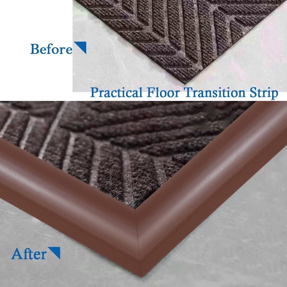 Floor Transition Strip Self Adhesive Carpet & Flooring Transitions Edging Trim Strip PVC Threshold Transitions Suitable for Threshold Height Less Than 5mm (20Ft, Brown)