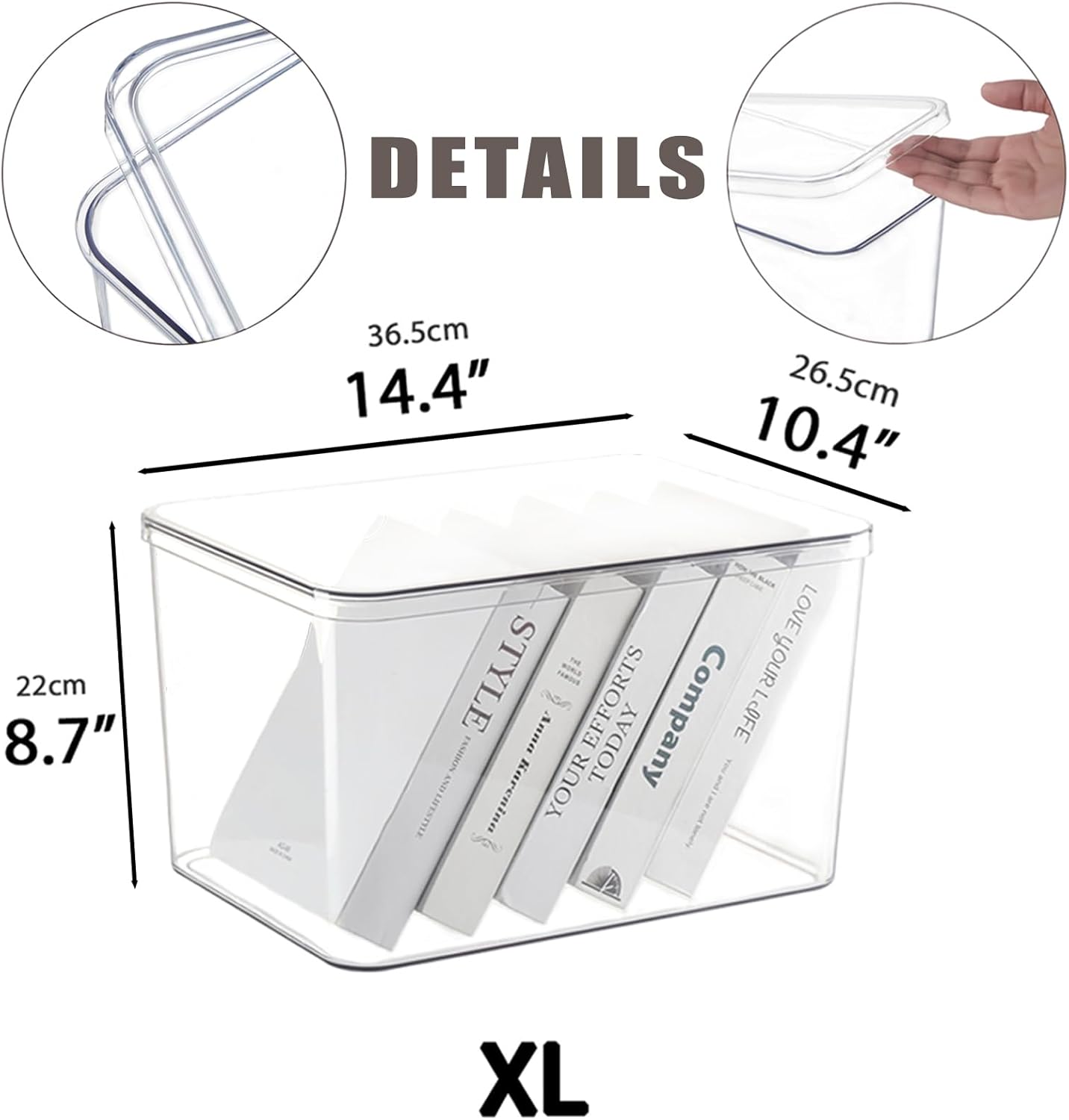 Clear plastic storage bins with LIDS-3packs,storage containers for snacks, cosmetics, books, dog food, Storage Organizer for Nursery,Kitchen, Living room,Bedroom, Bathroom, Office