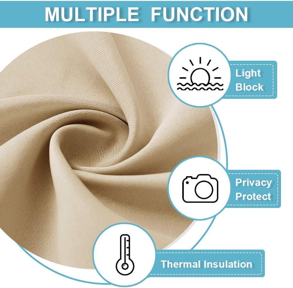 RYB HOME Blackout Curtains Tiers, Short Half Window Curtains for Bedroom, Privacy Room Darkening Drapes for Dorm Apartment RV Camper Small Door Window,W 42 in x L 30 in, Biscotti Beige, 2 Panels