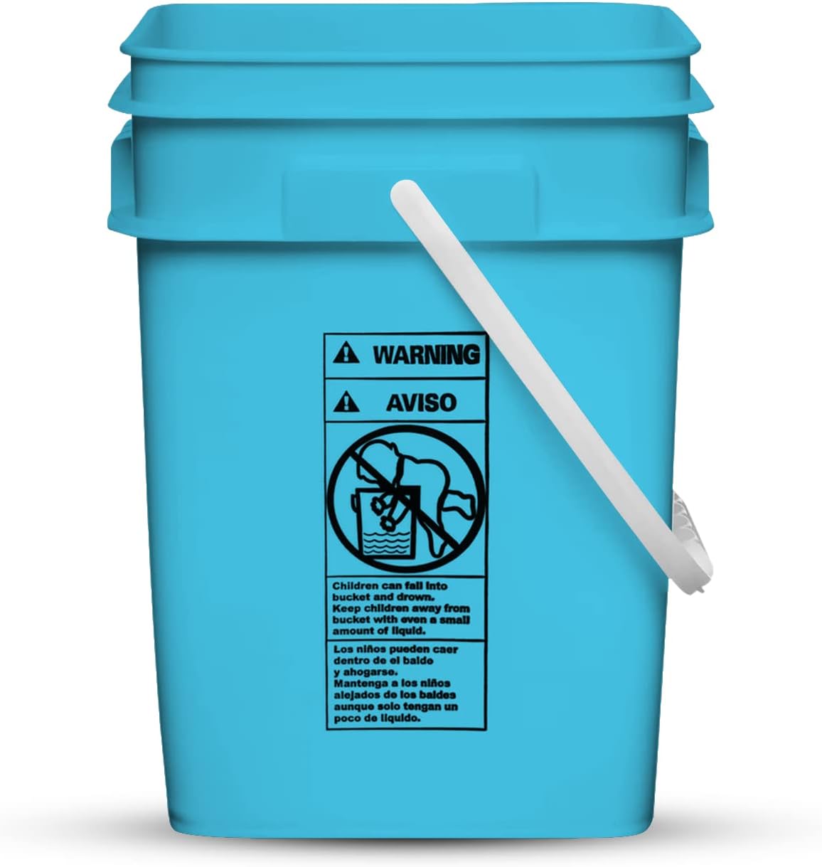 House Naturals 4 Gallon Square Food Grade Bucket Pail with Plastic Handles and Lid (Pack of 3) Made in USA containers (Aqua/Blue/Gray)