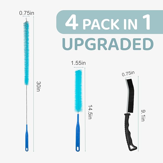 5 Pcs Dryer Vent Cleaner kit,Refrigerator Coil Cleaning Brush,Home Improvement Essential Cleaning Tools, for Kitchen Sinks, drains, Shower and Bathtub Clogs