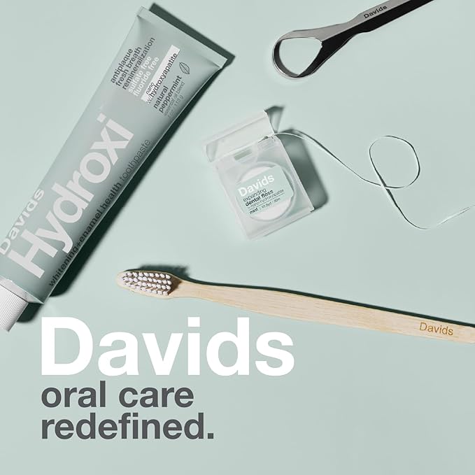 Davids Hydroxi Fluoride Free Nano Hydroxyapatite Whitening + Enamel Health Toothpaste, Antiplaque, Fresh Breath, Remineralizing, SLS Free, New Whitening Mint, 4 oz, Made in USA (3 Pack)