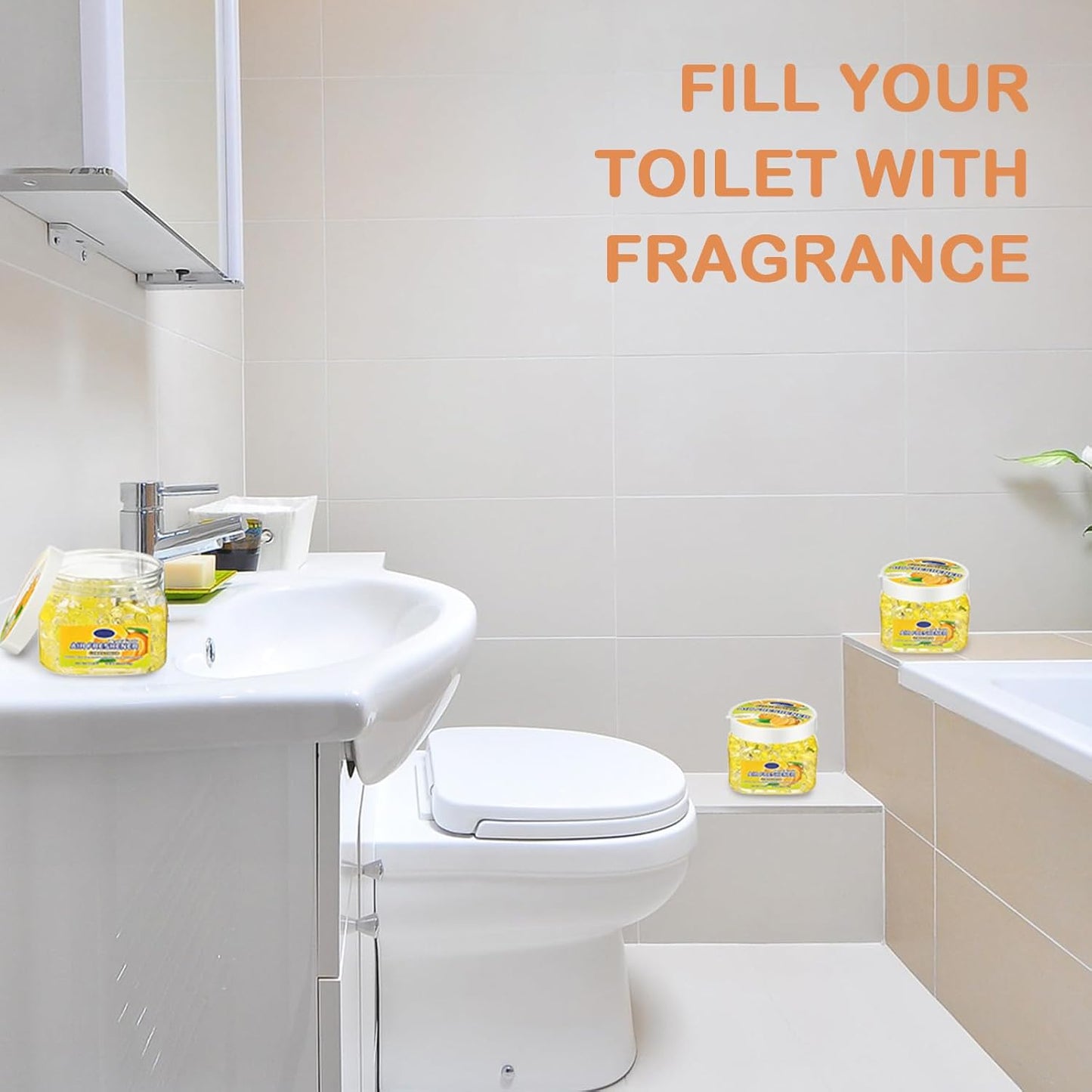 6 Pcs Air Freshener Gel Beads Bulk Odor Eliminator Beads Odor Removing Gel for Home, Bathrooms, Cars, Boats, RVs, Pet Areas, Room, Toilet 8 oz(Yellow Lemon)