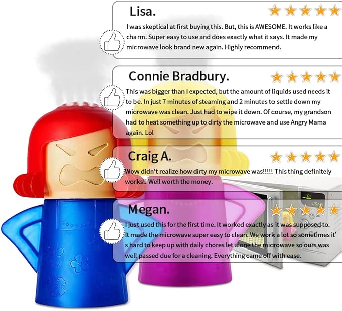 Abnaok Microwave Cleaner, 2 PCS Angry Mama Microwave Cleaner Microwave Oven Steam Cleaner Easily Clean in Minutes Cleans Add Vinegar and Water for Home or Office with English Manual (Purple)