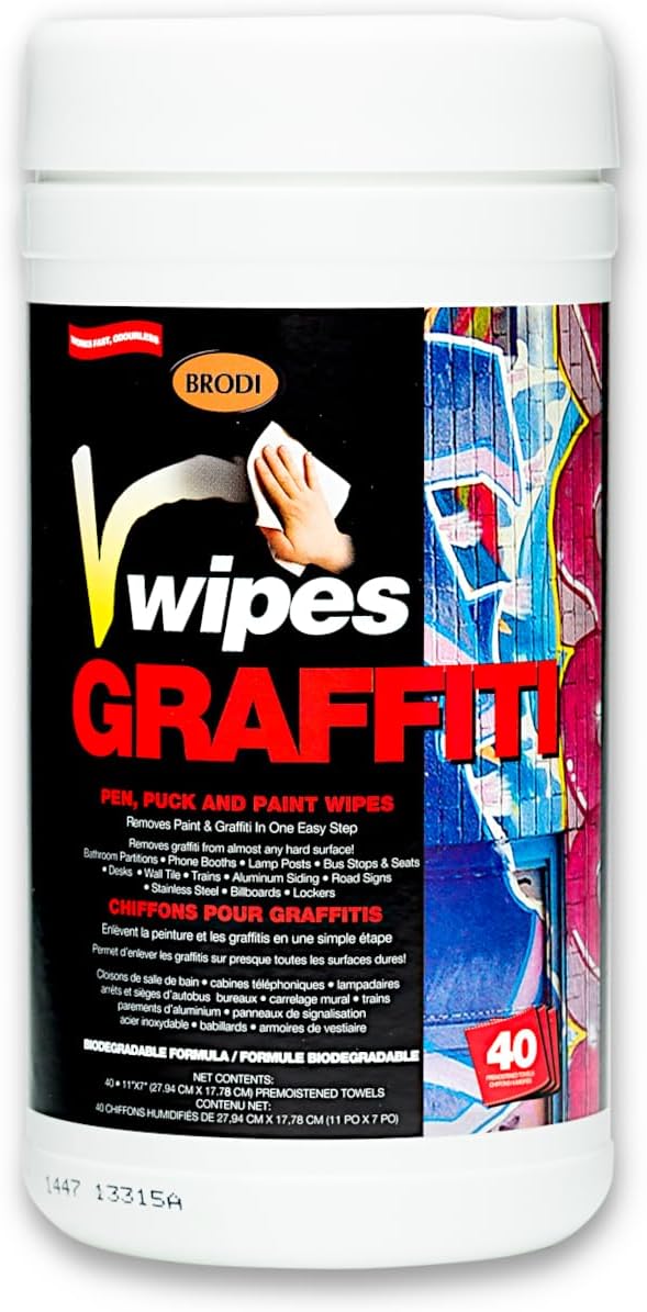 V-Wipes Graffiti Remover Wipes – Pre-Moistened Towels for Paint, Ink & Marker Removal – Non-Toxic, Biodegradable, Non-Scratching, Quick Clean-Up (pack of 3)