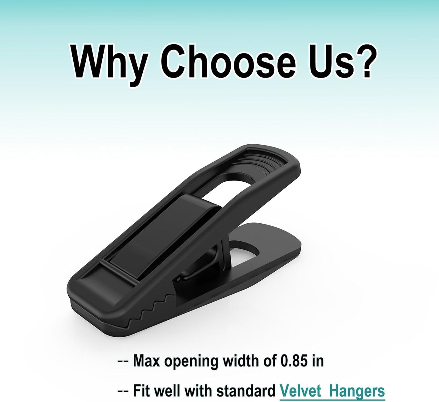 Hanger Clips Perfect for Velvet Hangers (Black, 80 PCS), Strong Plastic Clips Pant Skirt Hanger Clips for Black Flocking Felt Hangers