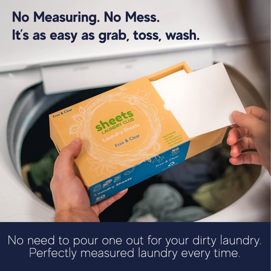 Sheets Laundry Club Laundry Detergent Sheets, 400 Loads - Fresh Linen Scent, Eco-Friendly, Quick-Dissolving Formula, Hypoallergenic, Septic Safe, Plastic-Free Packaging - 200 Sheets
