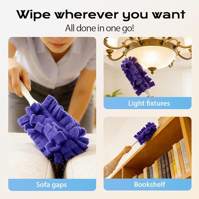 Fleece Reusable Duster Refills,360 Heavy Duty Duster Refills Washable Duster Pads Extended Handle for Fan, Window, Furniture, Floor (5PCS)