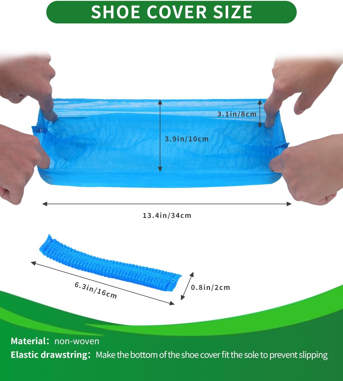 100Pcs(50 Pairs) Non-Woven Shoe Covers Disposable Non Slip for Indoors, Breathable | Durable | Boot Covers, Fits Up to Size 13 US Men (Blue)