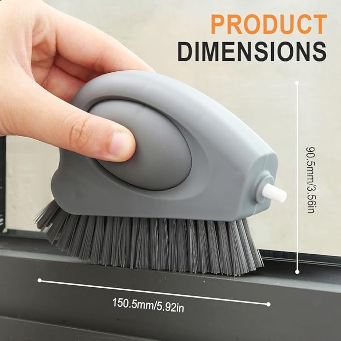 2 in 1 Groove Cleaning Brush with Air-Blowing, Window Track Cleaning Tools, Multifunction Window Track Cleaner with Hard Bristle Scraper, Crevice Brush for Sliding Door Track, Window Seal, Sill (2PC)
