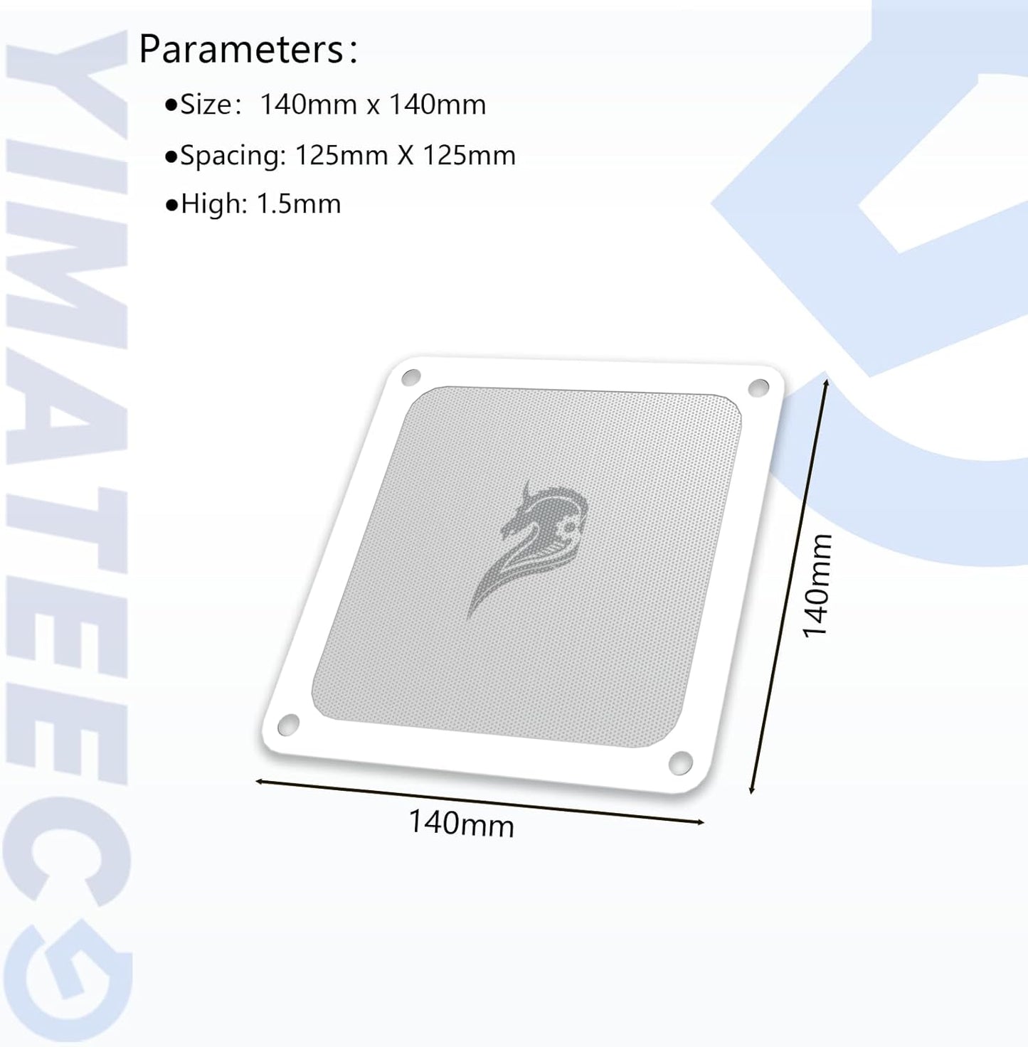 140mm Fan Filter PC Dust Filter Computer Fan Grills Dust Mesh Magnetic Frame PC Case Cover Dustproof PVC 50 Mesh(PVC, Gentleman Aesthetic, 140 * 140mm, 5pcs, White)