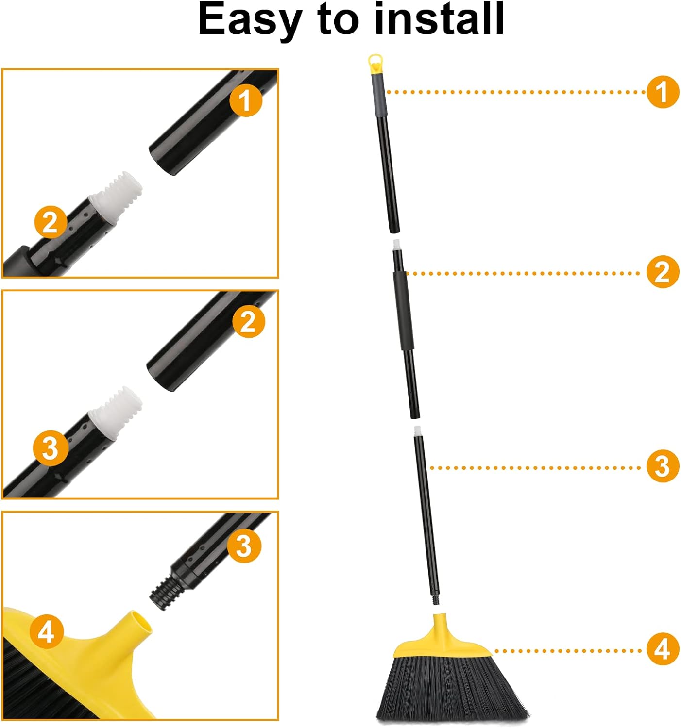 Kefanta 3 Pack Outdoor Broom Heavy-Duty Indoor Commercial Brooms 54 Inches for Courtyard Garage Restaurant Lobby Patio Mall Market Office Shop Home Kitchen Office Floor