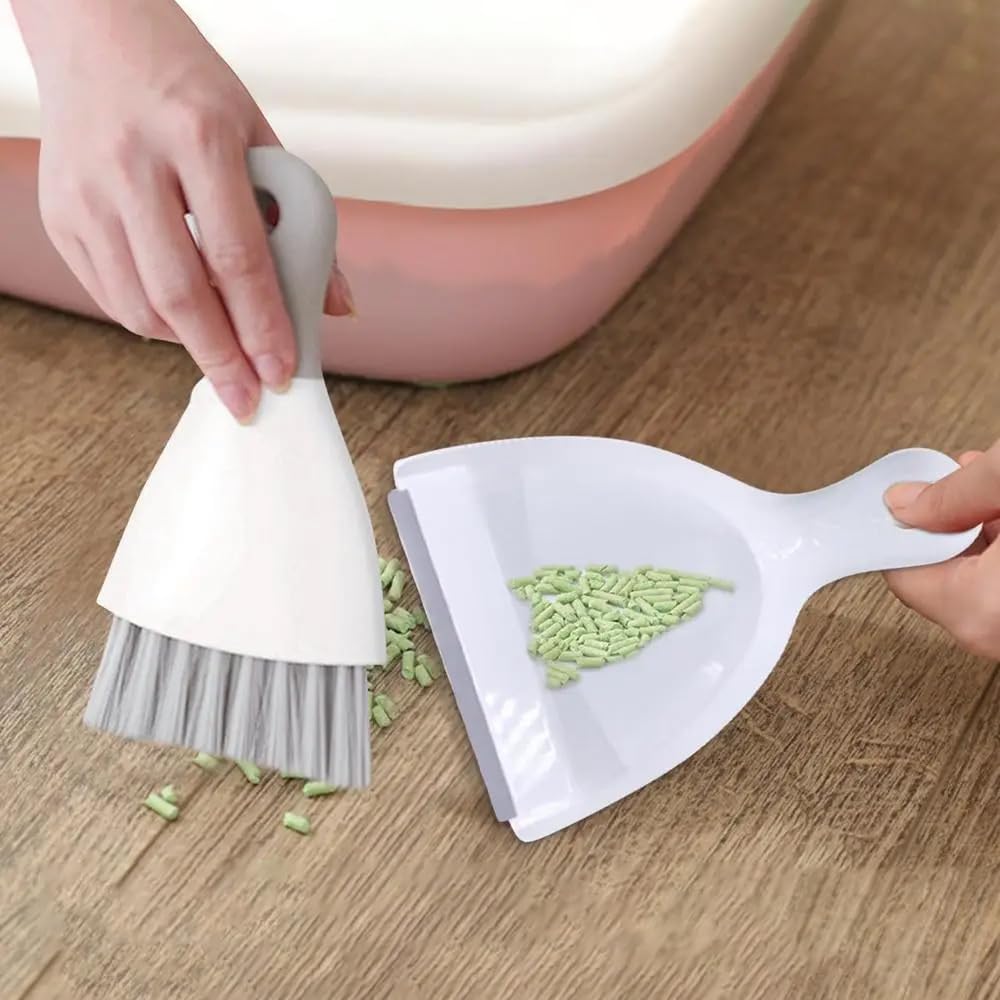 Small Dust Pan and Brush Broom - Dust Pan and Brush Set, Small Dustpan and Brush Set, Hand Broom and Dustpan Set, Dustpan with Brush, Dustpan and Brush Set is Daily Clean Tool for Family. (Gray 2 Set)
