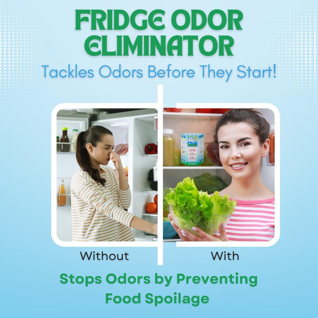 All-in-1 Refrigerator Deodorizer & Produce Saver by Polar Fresh 3 Pack – Fridge Odor Eliminator, Ethylene Gas Absorber, Fridge Moisture Absorber & Efficiency Booster; Surpasses Baking Soda & Charcoal