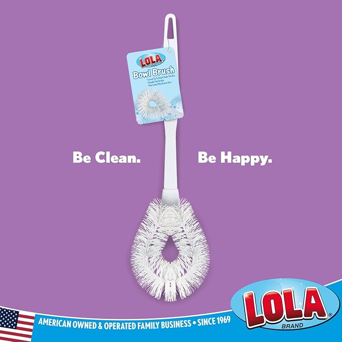 LOLA Toilet Bowl Brush w/Curved Head, 3 Pack, Coated Wire, Durable Poly Bristles, Reaches Under Toilet Bowl Rim
