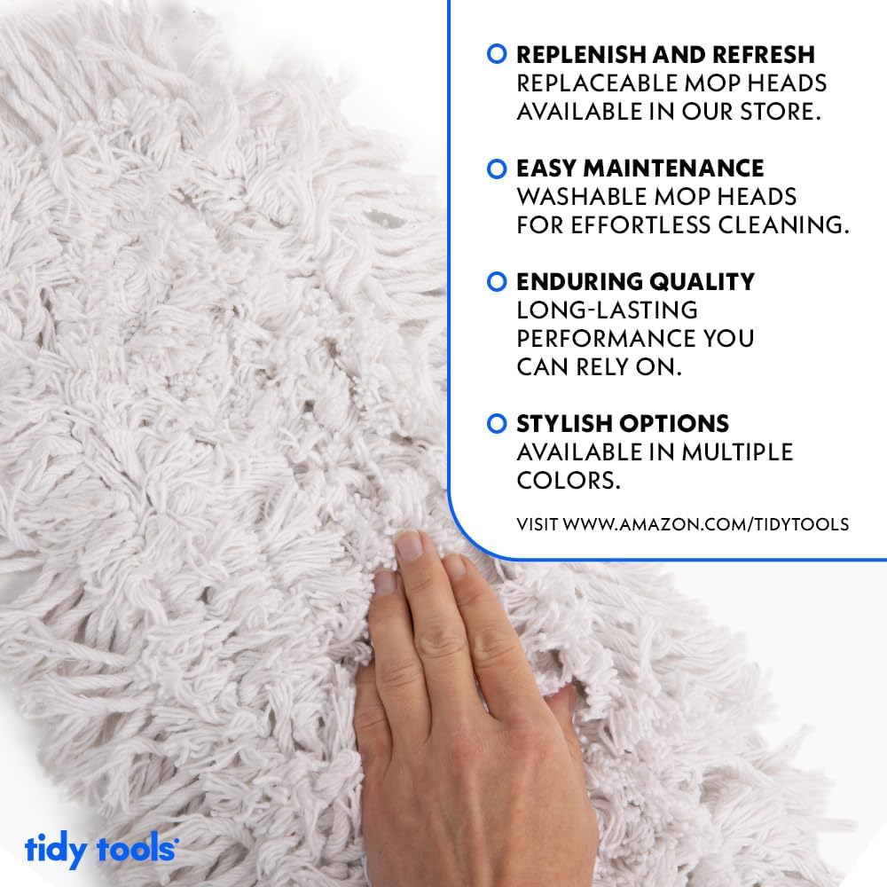 Commercial Dust Mop – 18 Inch Floor Sweeper for Hardwood, Reusable Cotton Mop Head, Extendable Handle, Dry Mop for Floor Cleaning & Janitorial Supplies