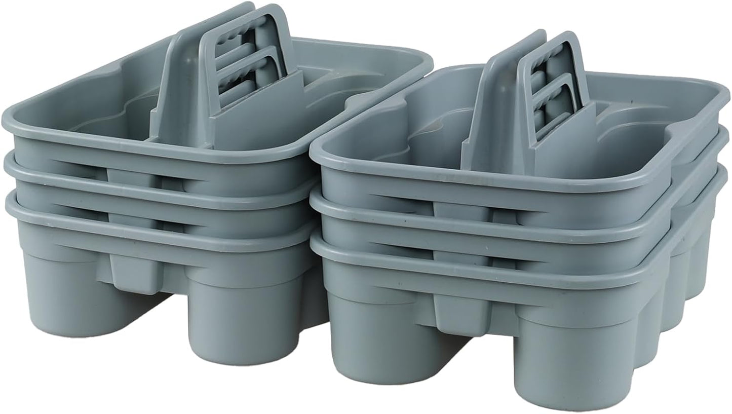 Zopnny Multiuse Caddy Organizer with Handle, Plastic Shower Caddy Basket, Divided Storage Tote Holder for Bathroom, Shower, Cleaning, Kitchen, Office, Dorm (6-Pack)