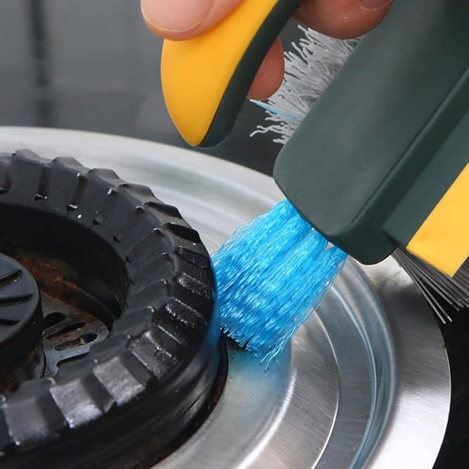 Grout and Corner Scrubber Brush with Scraper Tool 4-in-1, Stiff Bristles Crevice Floor Cleaner for Cleaning Bathroom Kitchen Wall Gap Cleaning Brush