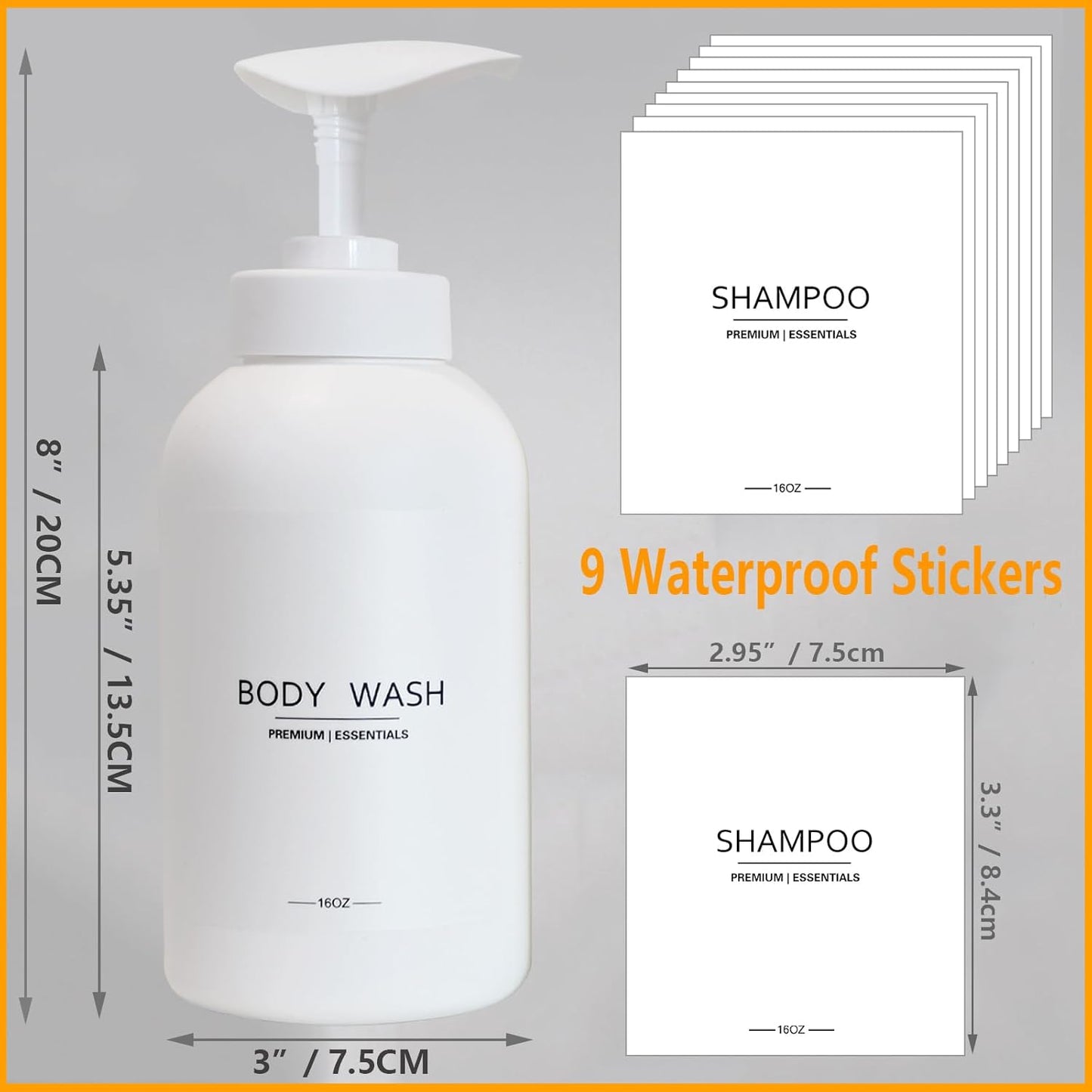 Frosted Pearl White Shampoo and Conditioner Bottles, Refillable Apothecary Dispenser Pump for Shampoo, Sanitizer, Lotion, Oil, Shower Soap, Hand Soap, Dish Soap (3, 500ml)