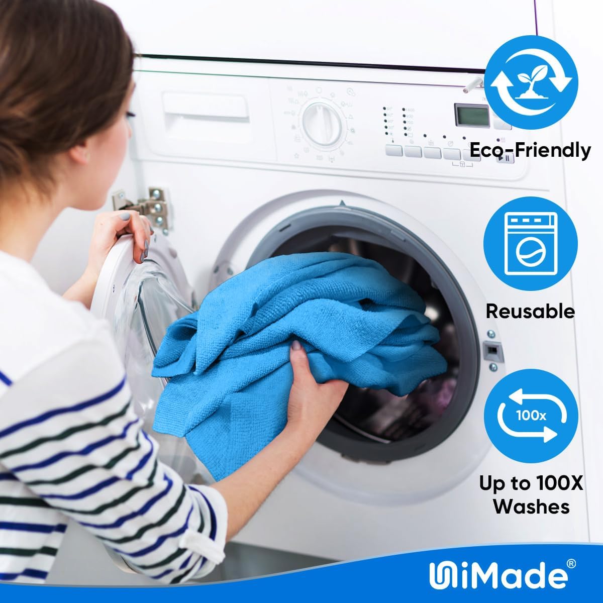 Shop Towels Rags, 50 Pack Reusable Shop Rags Bulk Microfiber Cleaning Cloth Lint Free Cleaning Towels for Car Kitchen Automotive Bar Mechanic Restaurant Garage, 11.5"x 11.5", Blue