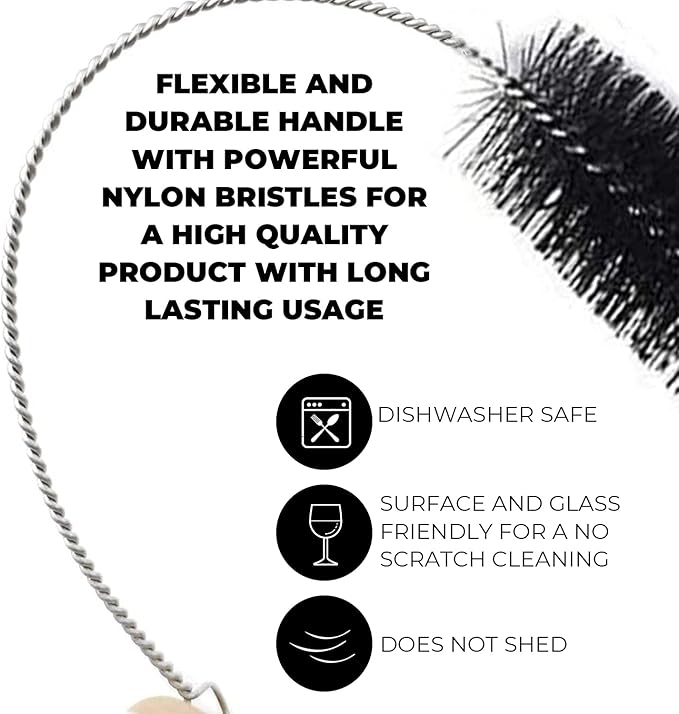 Flexible Drain Cleaning Brush (72" Long) for Drains, Bottles, Bathroom Sink, Bathtub, Shower, and Kitchen Sink, Heavy-Duty Double Ended Nylon with Elastic Hose, Bathroom Cleaning Supplies, Purple