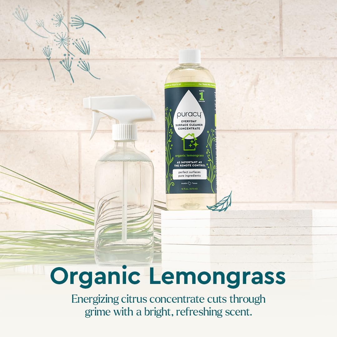 Puracy Multi-Surface Cleaner Concentrate - Plant-Powered Everyday Surface Cleaner - Natural All Purpose Cleaning Solution As Seen on TikTok (Organic Lemongrass, 16 fl oz)