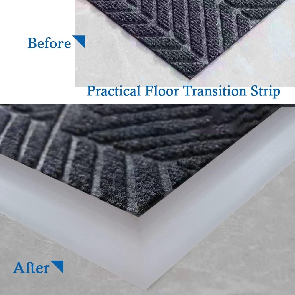 Floor Transition Strip Self Adhesive Carpet & Flooring Transitions Edging Trim Strip PVC Threshold Transitions Suitable for Threshold Height Less Than 3mm (3.3Ft, Gray)