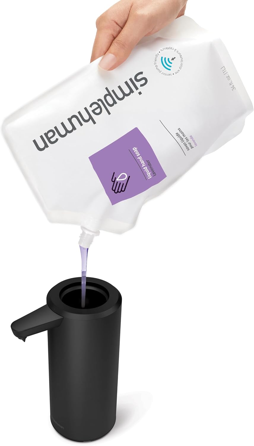 simplehuman 9 oz. Touch-Free Automatic Rechargeable Sensor Pump, Matte Black Stainless Steel, New