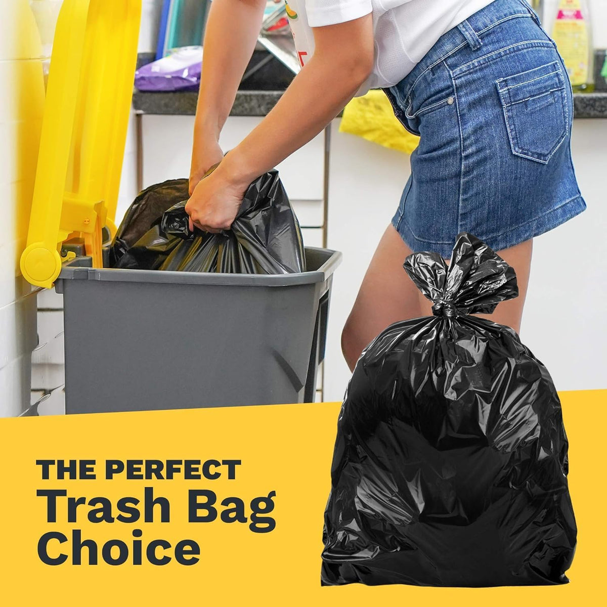 ToughBag 55 Gallon Trash Bags Heavy Duty (100 Count) - 50-60 Gallon Black Garbage Bags, Large Trash Bags - 38 x 58" - Made in USA