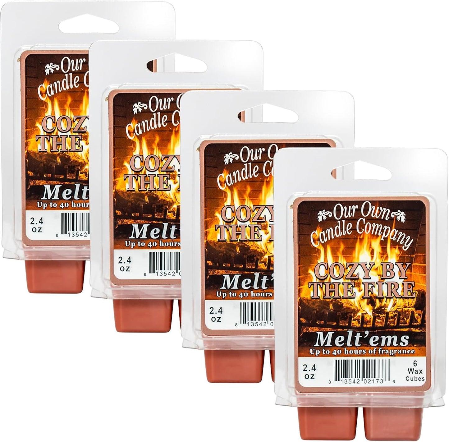 Our Own Candle Company Premium Wax Melt, Cozy by The Fire Scent, Handmade in The USA, 24 Cubes (4 Pack, 9.6oz Total)