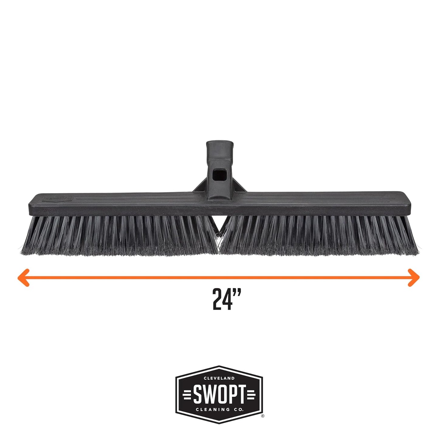 SWOPT 24” Standard Multi-Surface Push Broom Head — Indoor and Outdoor Push Broom — Cleaning Head Interchangeable with All SWOPT Cleaning Products for More Efficient Cleaning and Storage