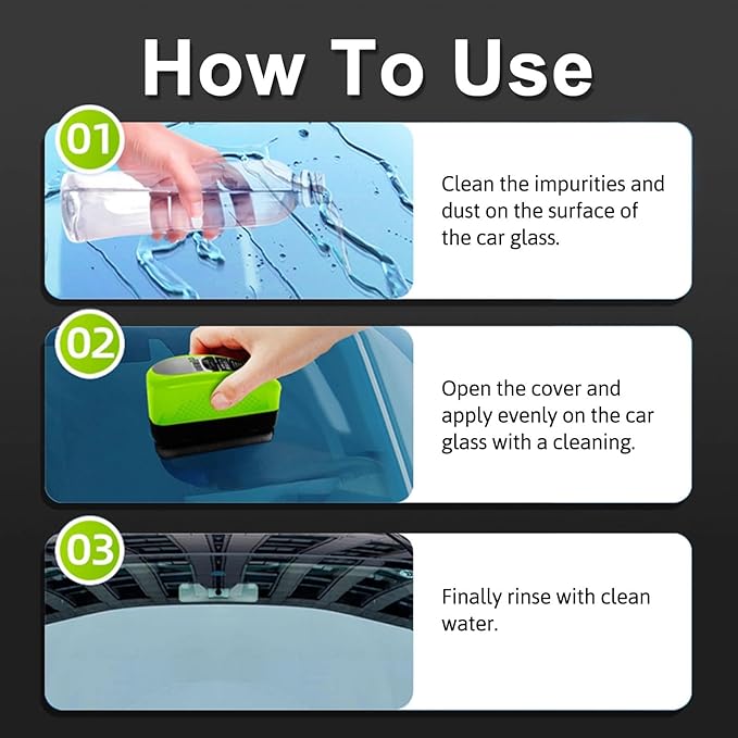 Oil-Free Car Glass Brushes, Automotive Oil Film Cleaning Brush for Car Windows, 2025 Upgrade 2.0 Cleaning Doard, 150ml Universal Clearvision Glass Cleaner (1PCS)