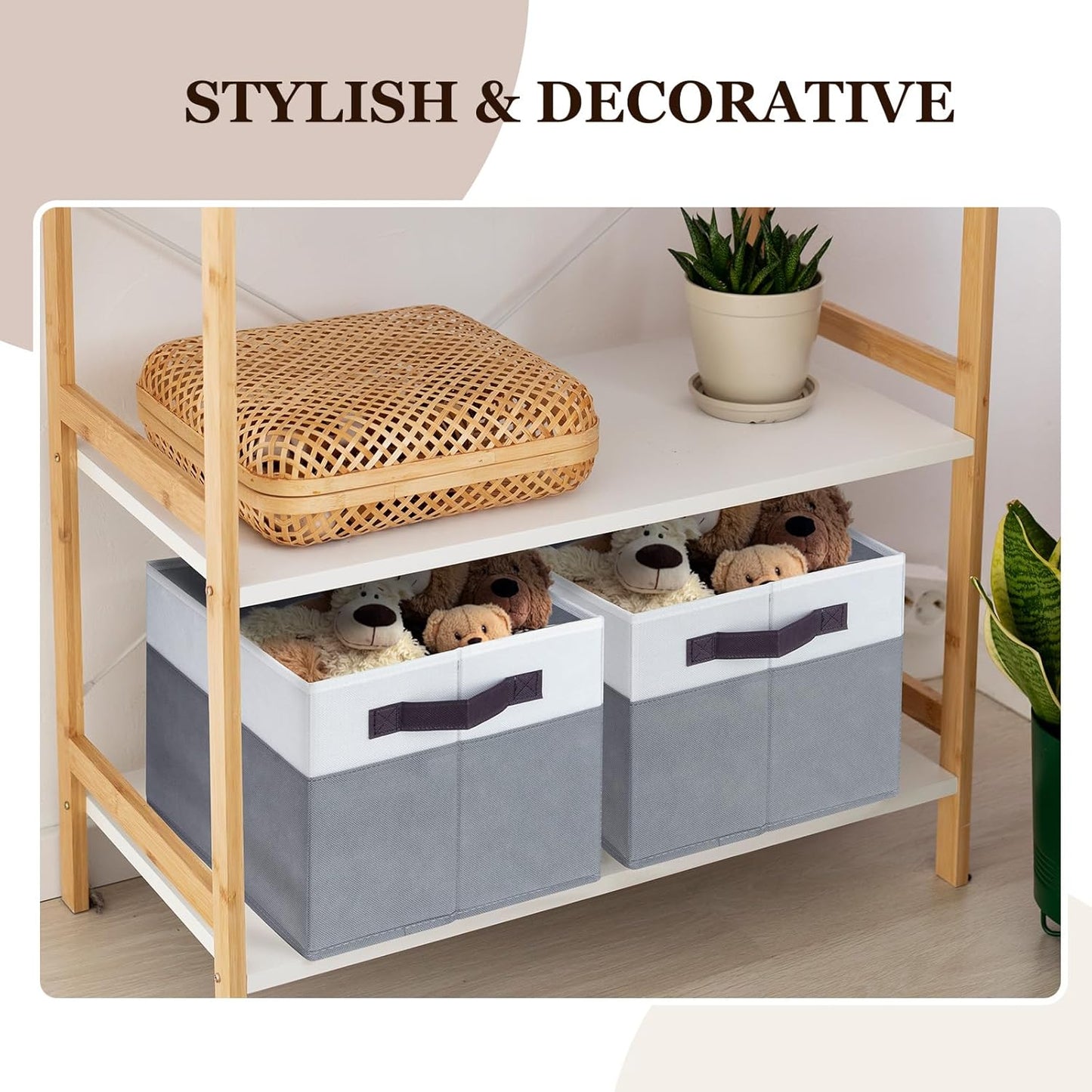 Criusia Closet Organizers and Storage Baskets - 6 Pack Shelf Organizer Bins with Handles - Clothes Storage Bins for Bedroom Nursery Home Closet Organization - Blanket Toy Storage Organizer