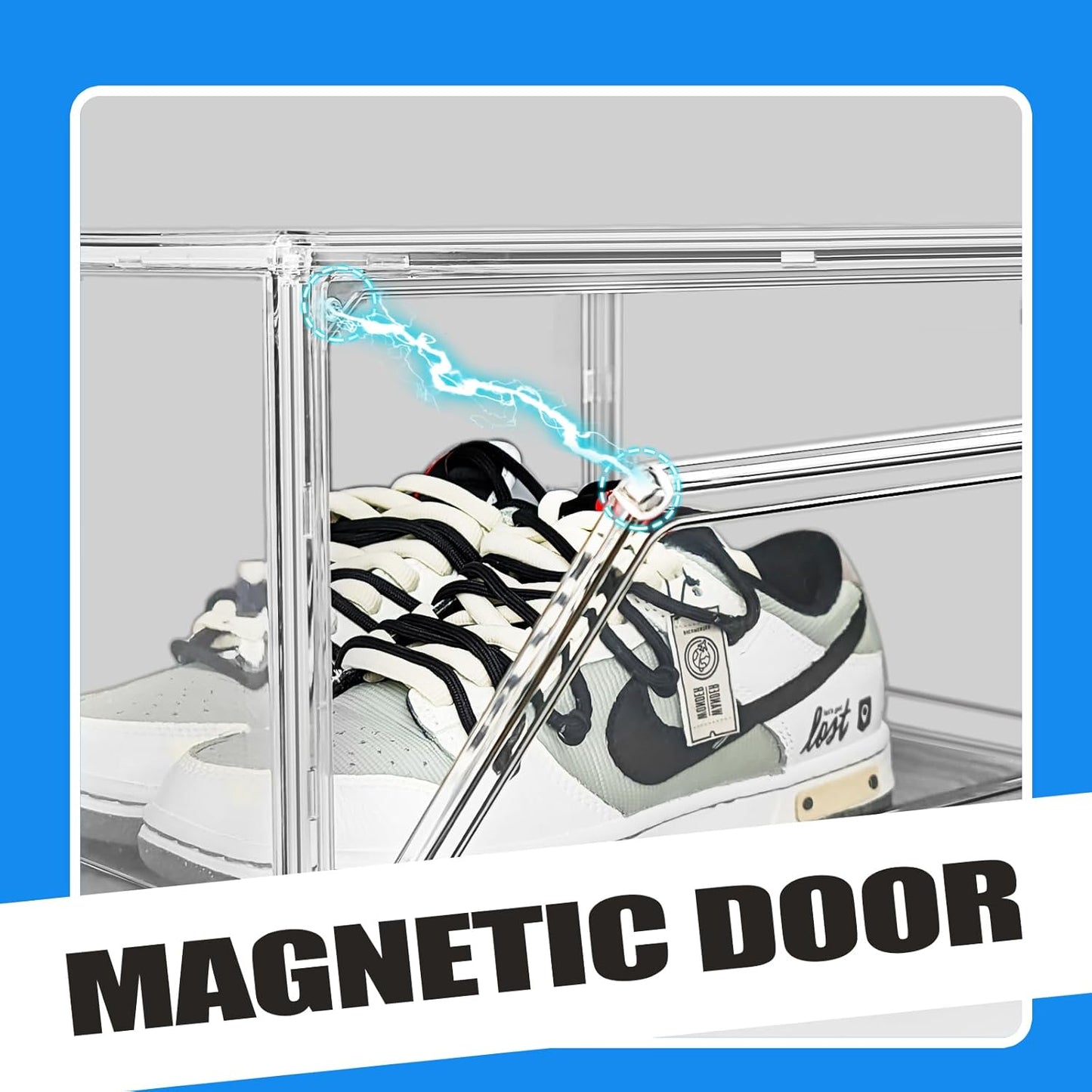 10 Pack Acrylic Shoe Storage Box Clear Plastic Stackable Acrylic Display Case with Magnetic Door Sneaker Storage for Sneakerheads Large Hat Shoe Boxes, Fit up to US Size 13