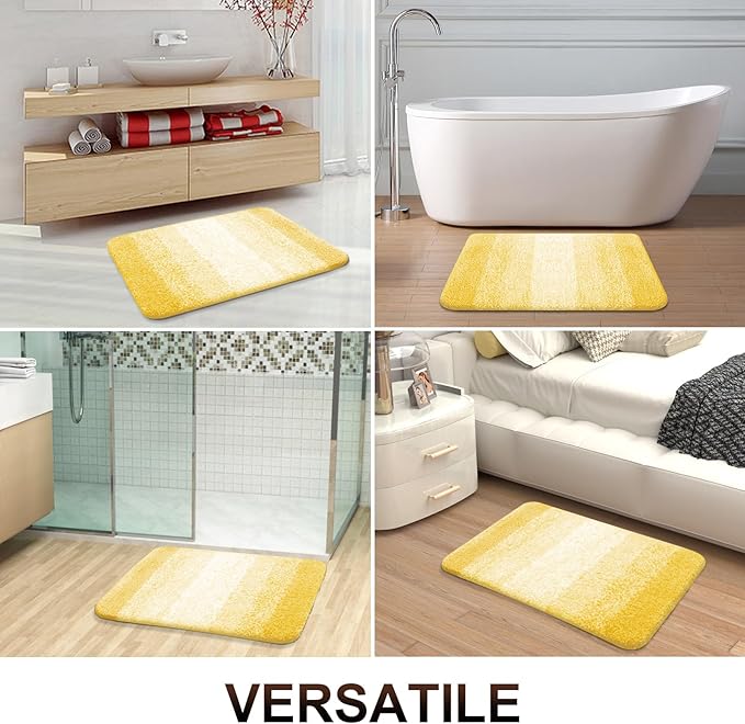 OLANLY Bathroom Runner Rugs 54x24, Extra Soft Absorbent Microfiber Bath Rugs, Rubber Backing, Quick Dry, Machine Washable Bath Mats for Bathroom Floor, Tub and Shower, Home Decor Accessories, Yellow
