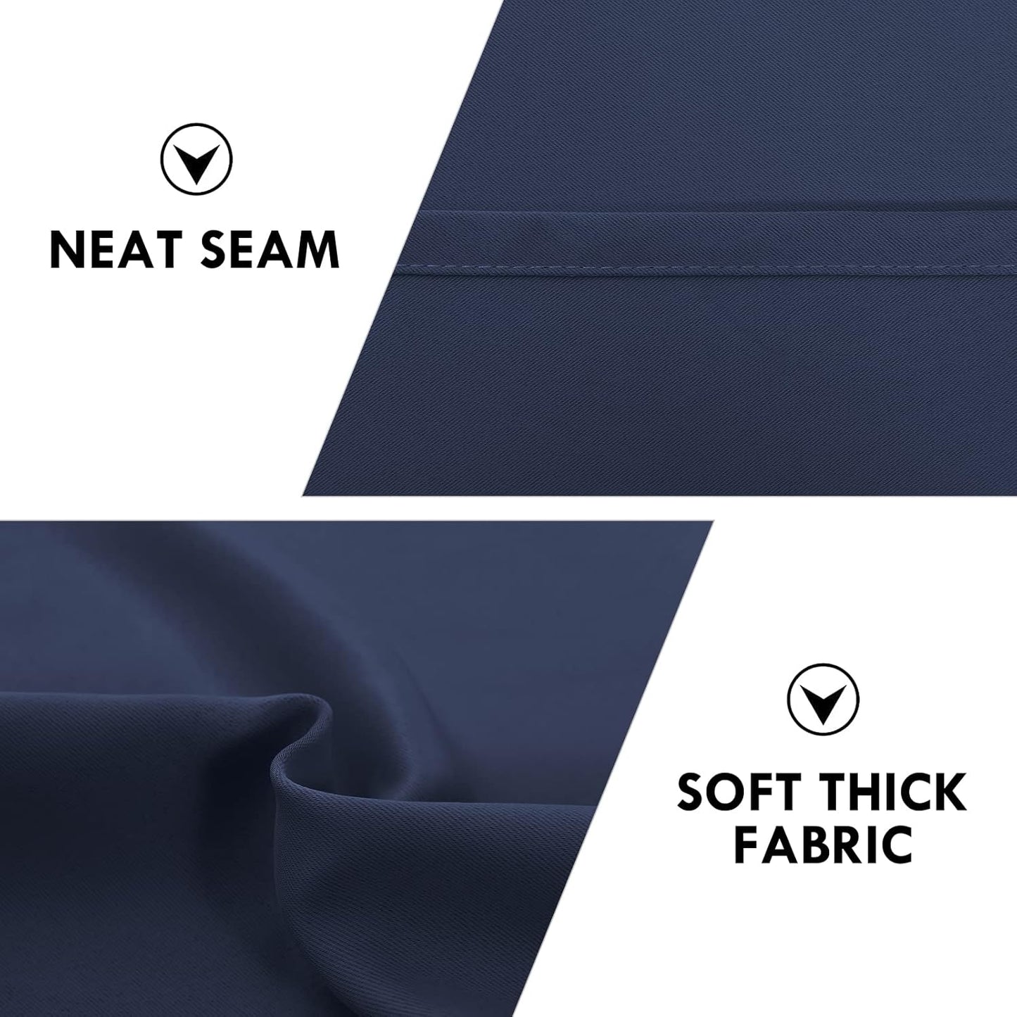DWCN Navy Room Darkening Blackout Curtains - Thermal Insulated Privacy Energy Saving Window Curtain Drapes 38 x 63 inch Length, Set of 2 Bedroom Living Room Curtains
