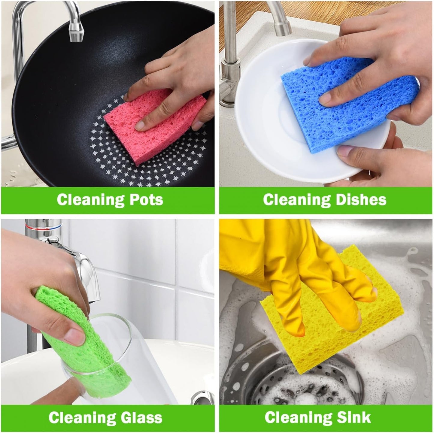 YoleShy 24 Pack Kitchen Sponges Natural Cellulose Compressed Sponges for Cleaning Reusable Dish Sponge Kitchen Non-Scratch DIY for Kids