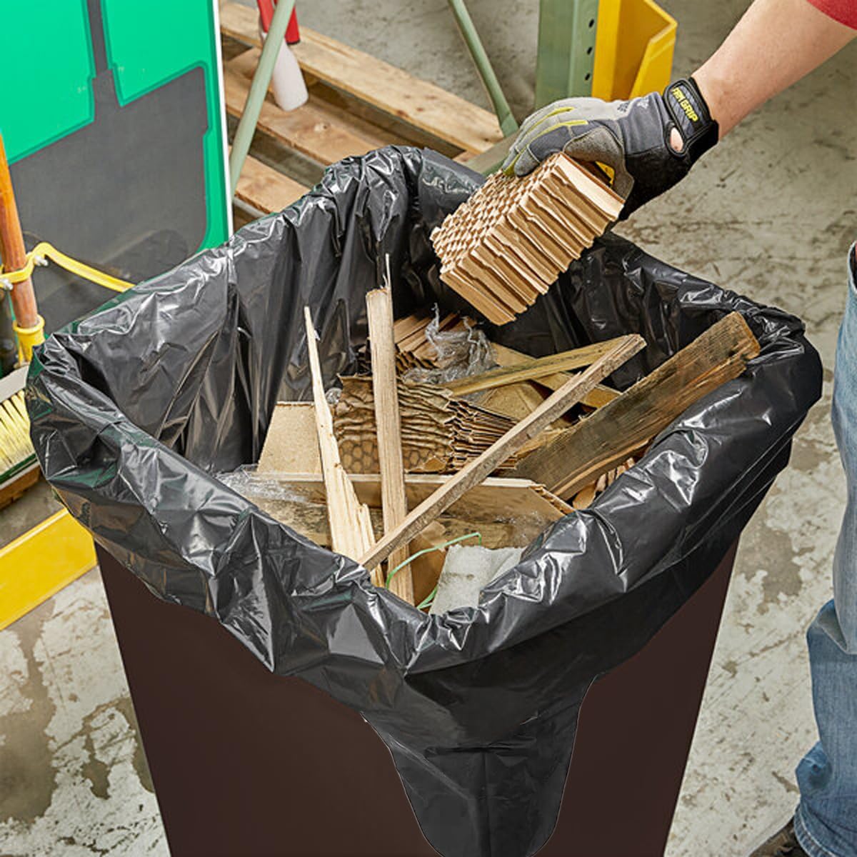 Contractor Heavy Duty Trash Bags 42 Gallon | 52 Count | 3 MIL | 32.8" X 46" | Large Black Flap Tie Construction Garbage Bags for Business Home Commercial, Industrial, Storage, Outdoor
