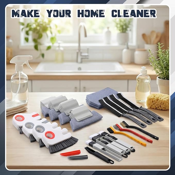 23 Pcs Window Track Cleaner Tools Set, Window Groove Cleaning Brush Kit for Sliding Door, Sill, Tile Lines, Shutter, Car Vents, Keyboard, Air Conditioner