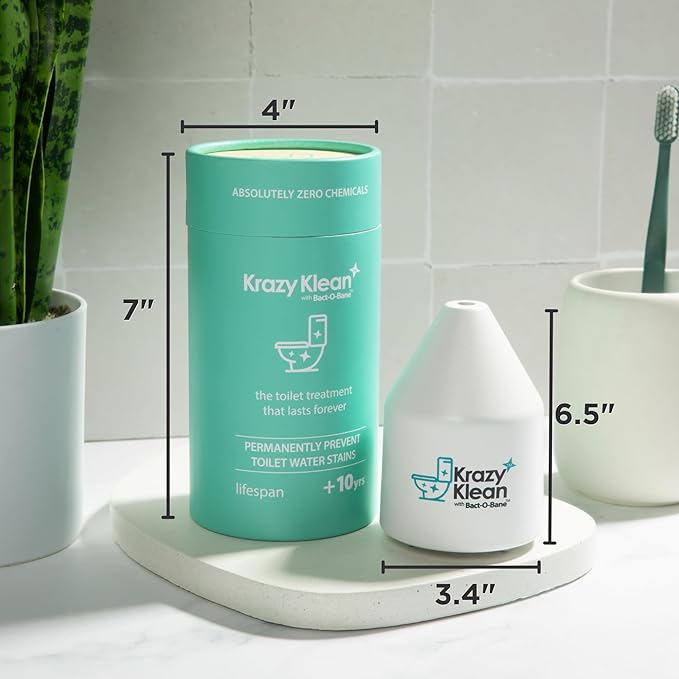 Krazy Klean Pro Toilet Cleaner, Household Cleaning Solution, Natural Long Lasting Toilet Cleaner for Hard Water Stains & Rings, Chemical Free Bathroom Cleaning Product, Drop In Tank System, 1 Count