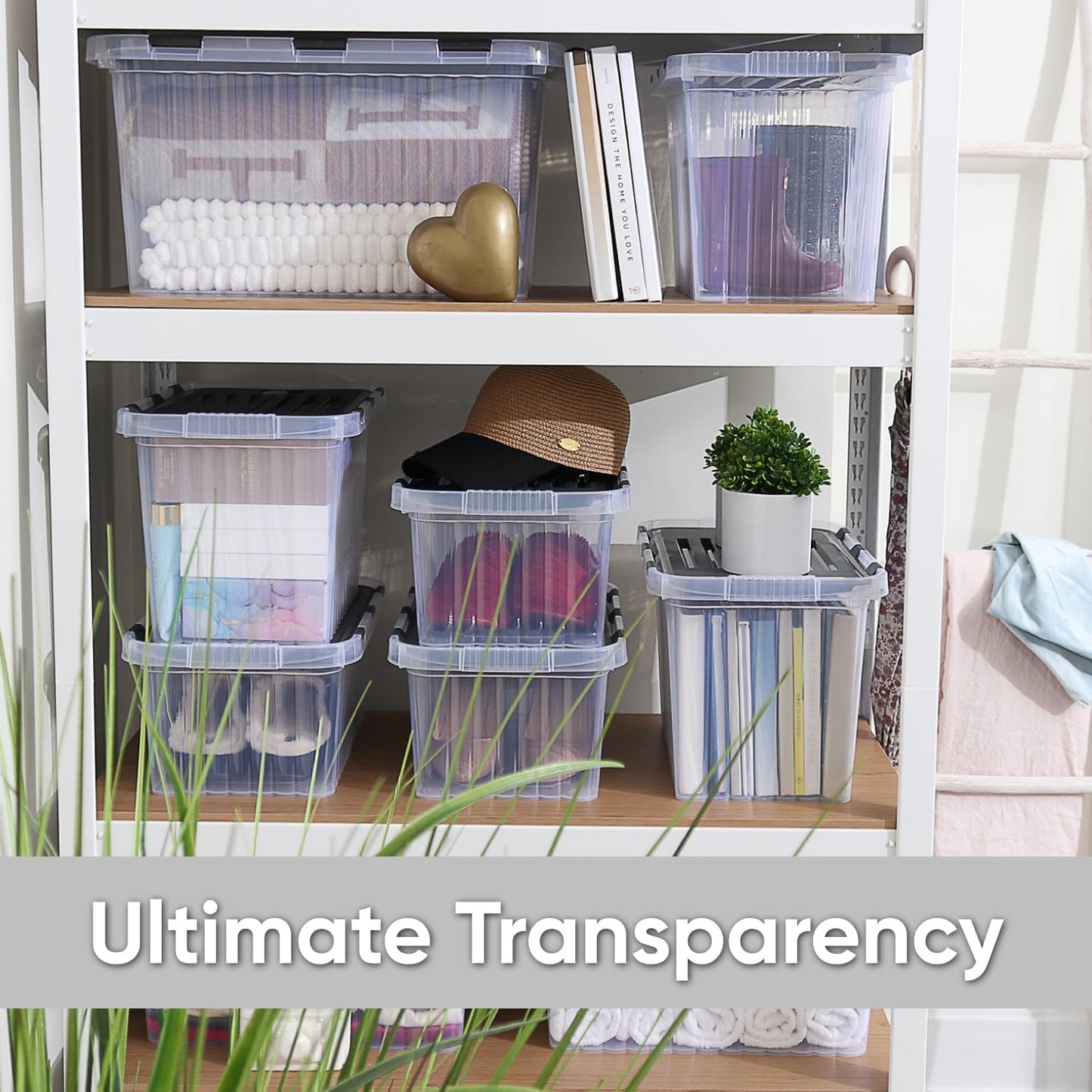 Superio Storage Bins with Lids, Clear Plastic Containers for Organizing, Stackable Totes, BPA Free, Odor Free, Organizer Boxes for Home, and Dorm (2 Pack, 20.25"x14"x10.5")
