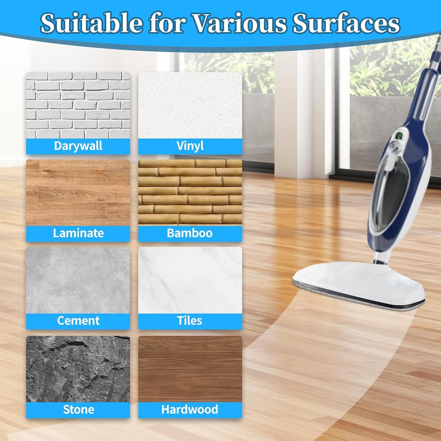 5 Pack Steam Mop Replacement Pads,Steam Mop Pads Compatible with GorFanty Steam Mop GF-6610B & GF-6610,Neugo NE033/NE033M & Mxnsewr,Washable & Reusable Microfiber Cloth for Floor Cleaning