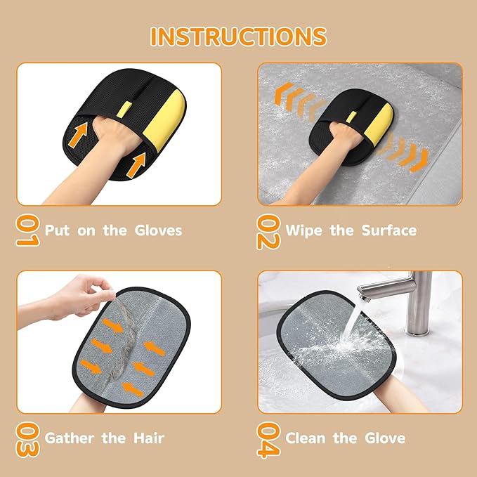 Pet Hair Remover - 2025 New Electrostatic Magic Brush Pet Hair Remover Glove, Reusable Cat & Dog Hair Remover Tool for Clothing, Couch, Furniture, Carpet, Car Seat, Cat Grooming Glove, 1 PCS