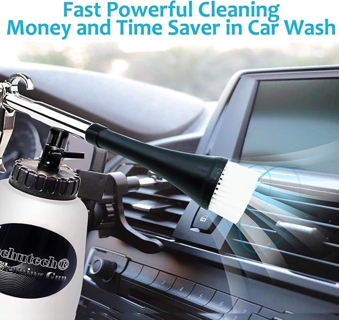 Car Cleaning Kit, Car Detailing Kit Cleaning Gun Works with Air Compressor, Pro Auto Detailing Supplies Automotive Interior Deep Clean Stain Remover for Upholstery Carpet Seat Headliner